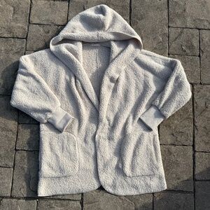 Uncharted Threads Fluffy Hooded Sherpa Cardigan Beige Women's One Size